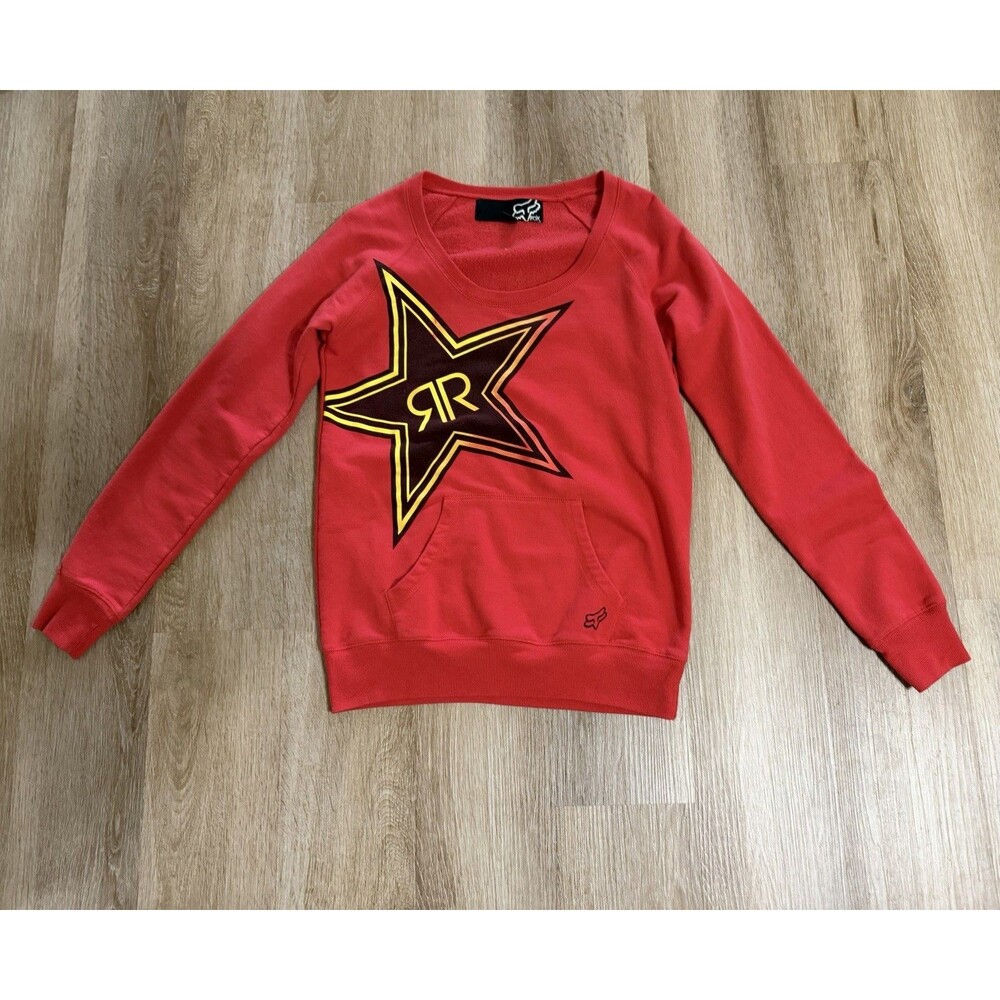 Y2K Fox Racing Rockstar‎ Energy Red Crew Neck Logo Women’s Size Medium